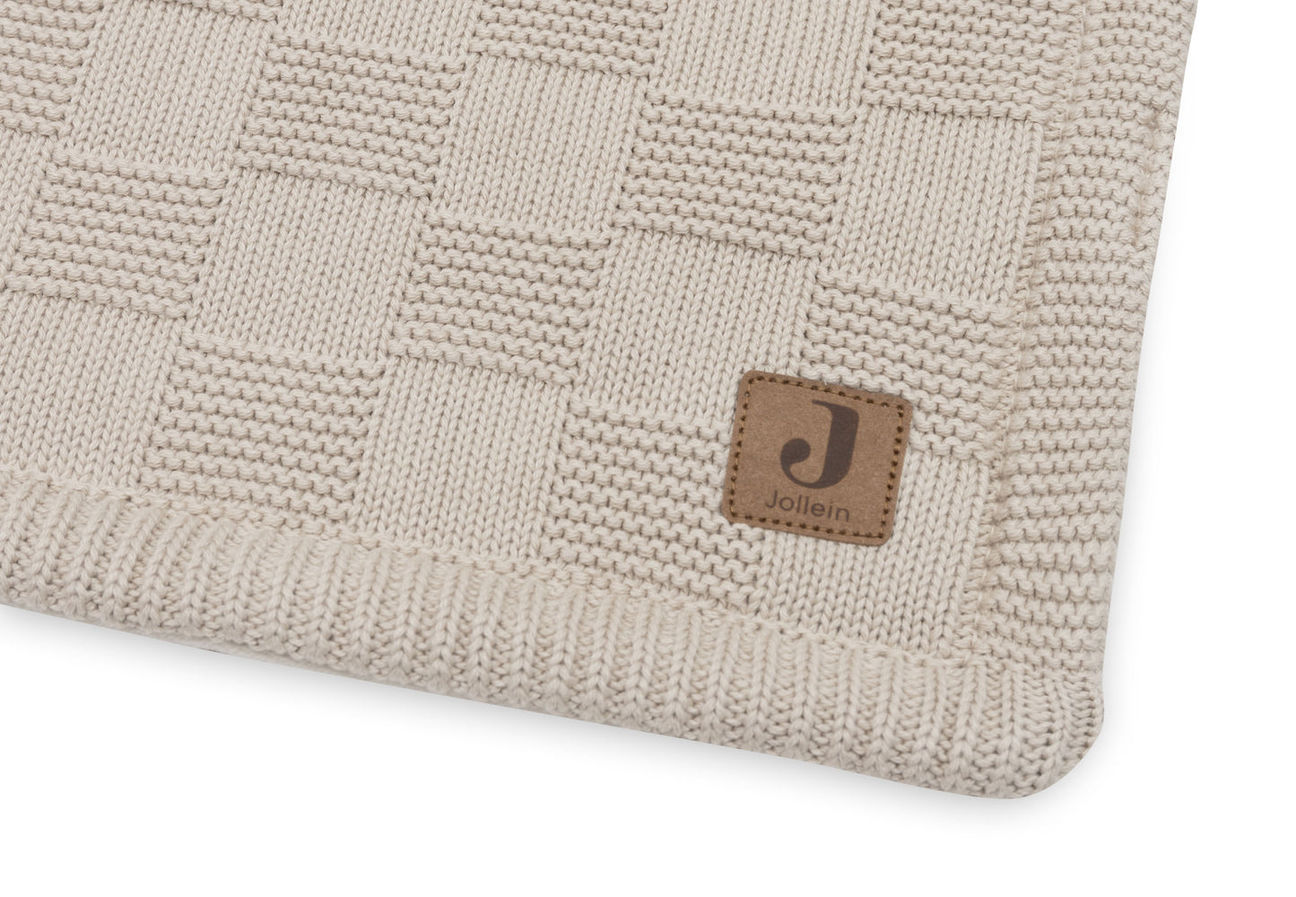 Couverture Berceau 75x100cm Box Knit Warm Sand/Velvet GOTS