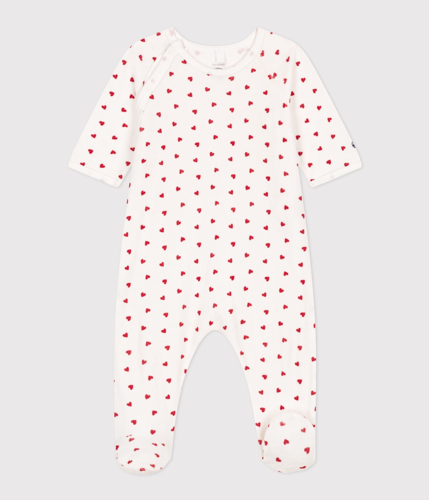 Dors-bien PETIT BATEAU en velours cœur marshmallow/terkuit