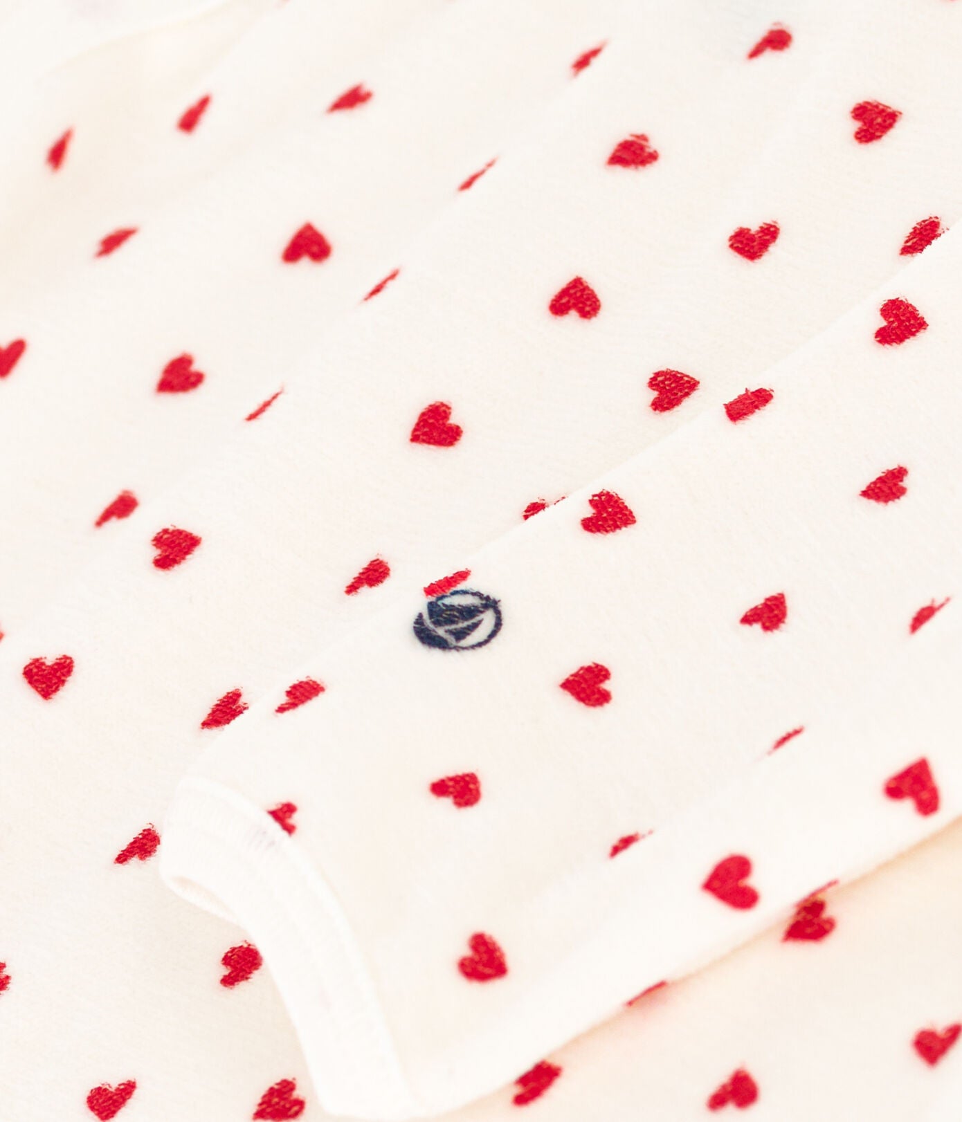 Dors-bien PETIT BATEAU en velours cœur marshmallow/terkuit