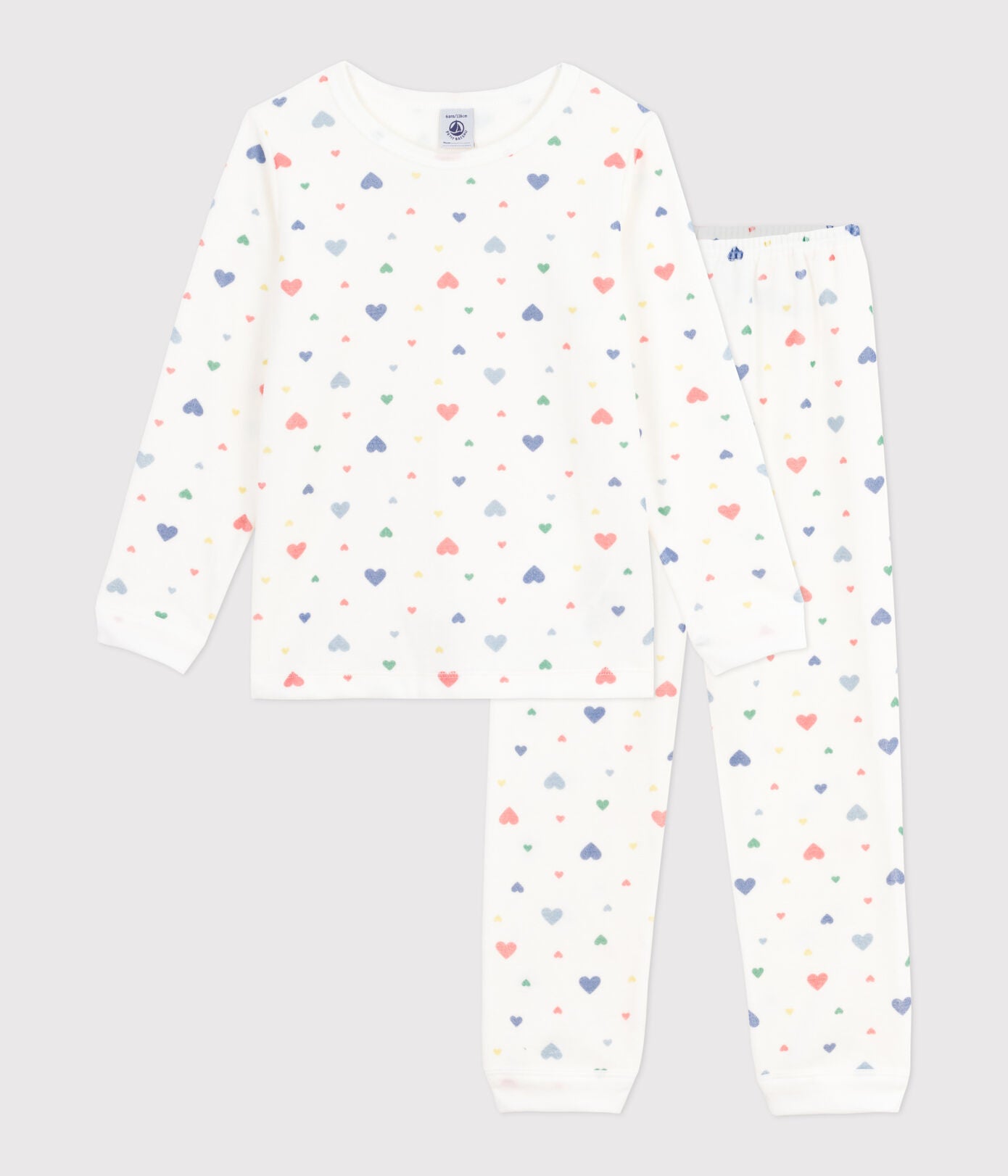 Pyjama mixte en velours PETIT BATEAU cœurs
