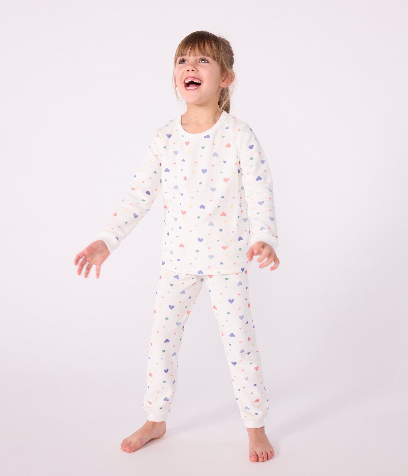 Pyjama mixte en velours PETIT BATEAU cœurs