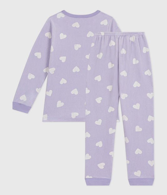 Pyjama fille en velours PETIT BATEAU cœurs