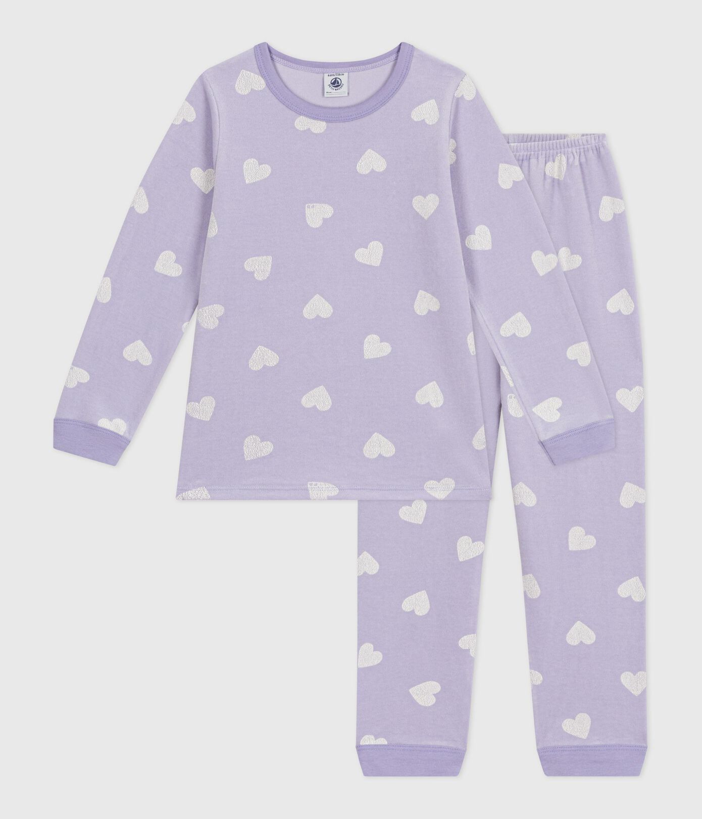 Pyjama fille en velours PETIT BATEAU cœurs