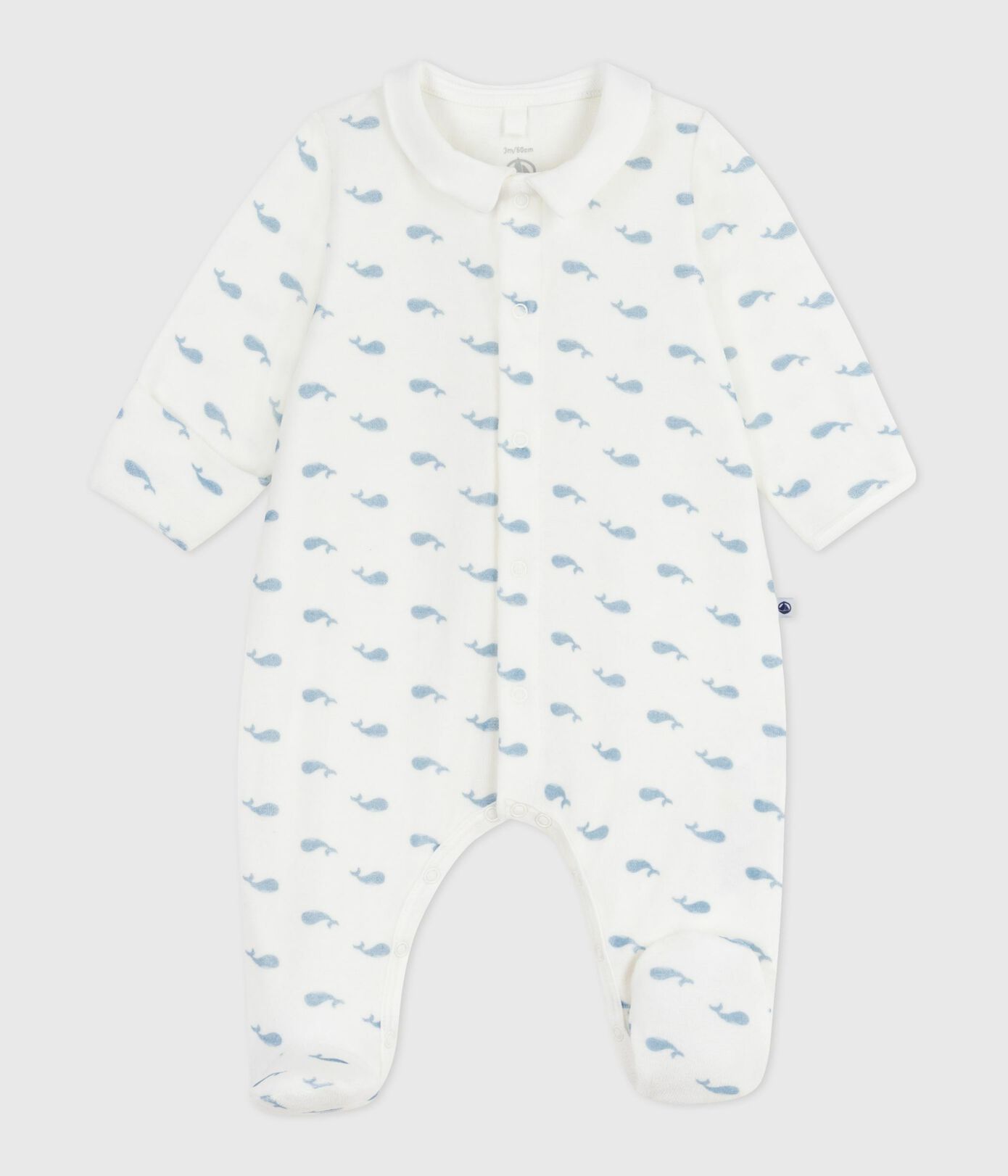 Dors-bien mixte en velours à col PETIT BATEAU baleines