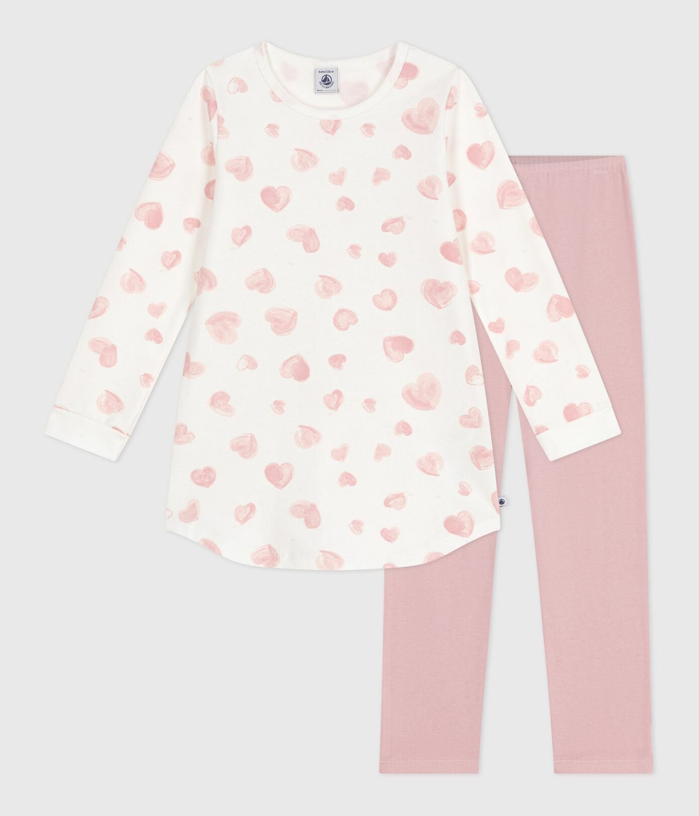 Chemise de nuit fille en molleton PETIT BATEAU cœurs