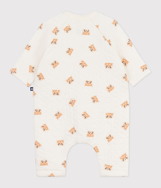 Combinaison longue bébé PETIT BATEAU matelassée milk/panda roux