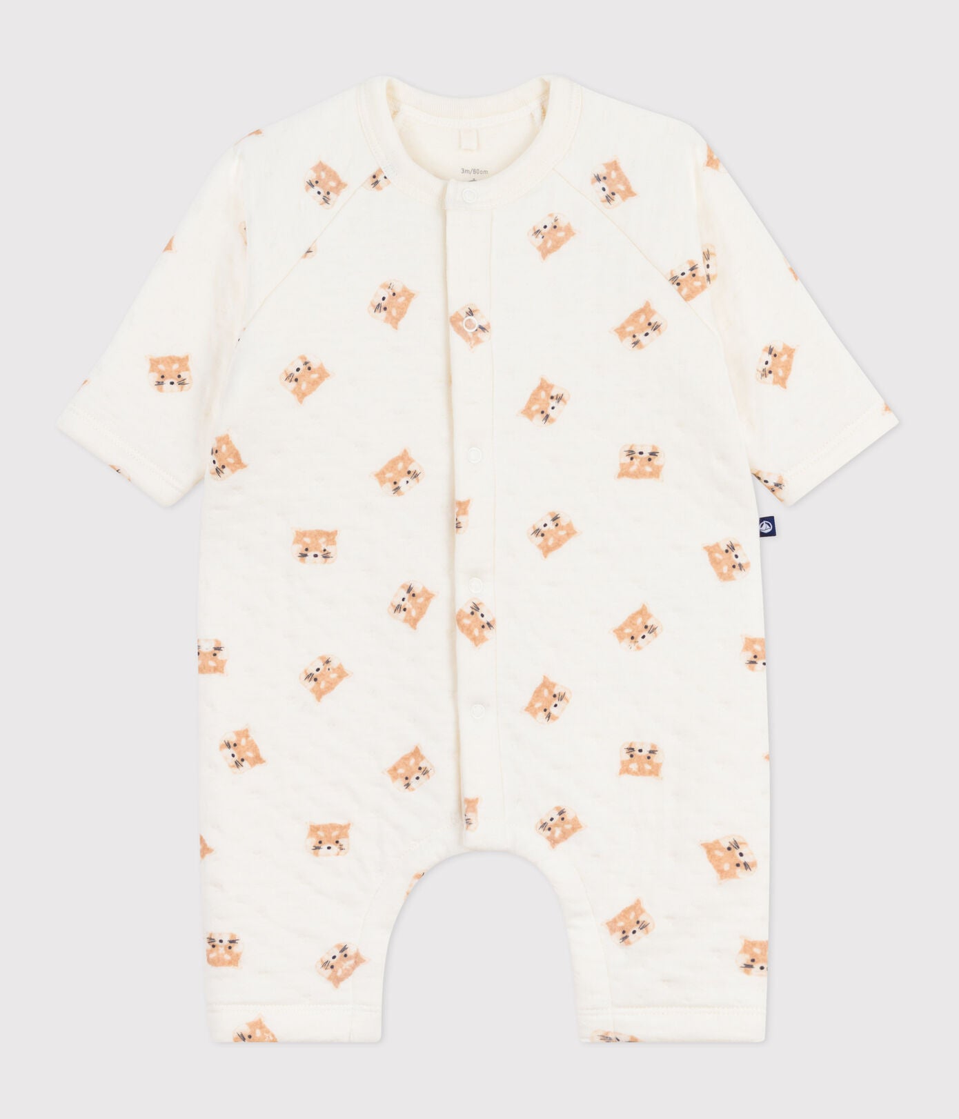 Combinaison longue bébé PETIT BATEAU matelassée milk/panda roux