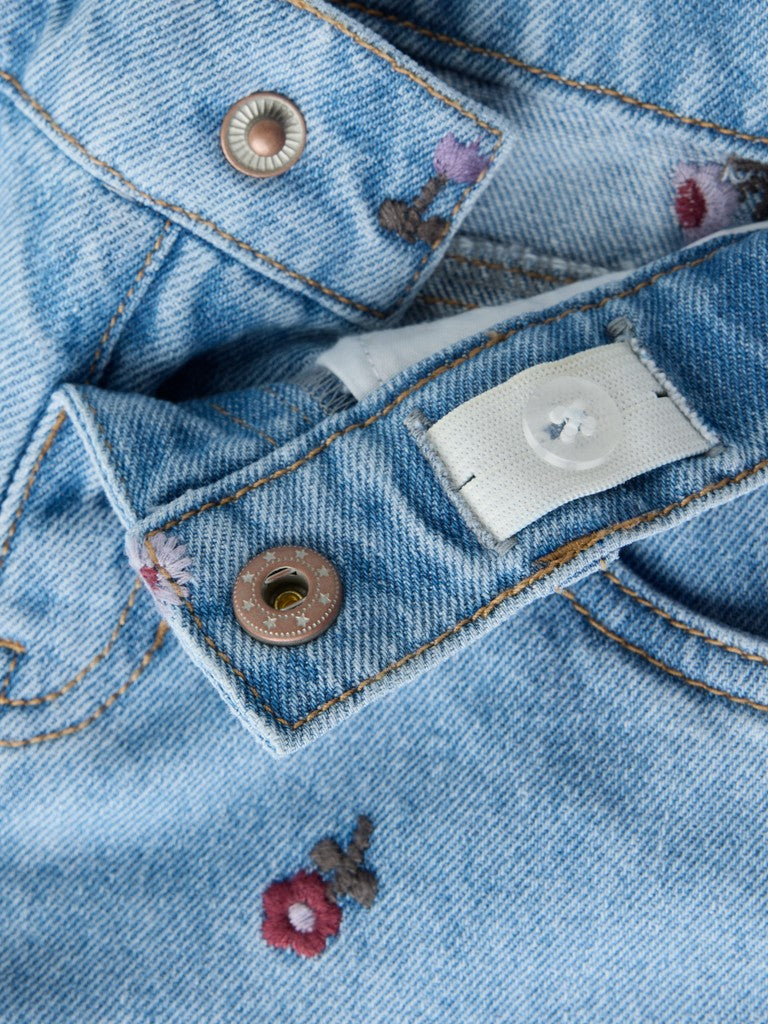 Jean wide brodé fille enfant Name It Mini - Rose