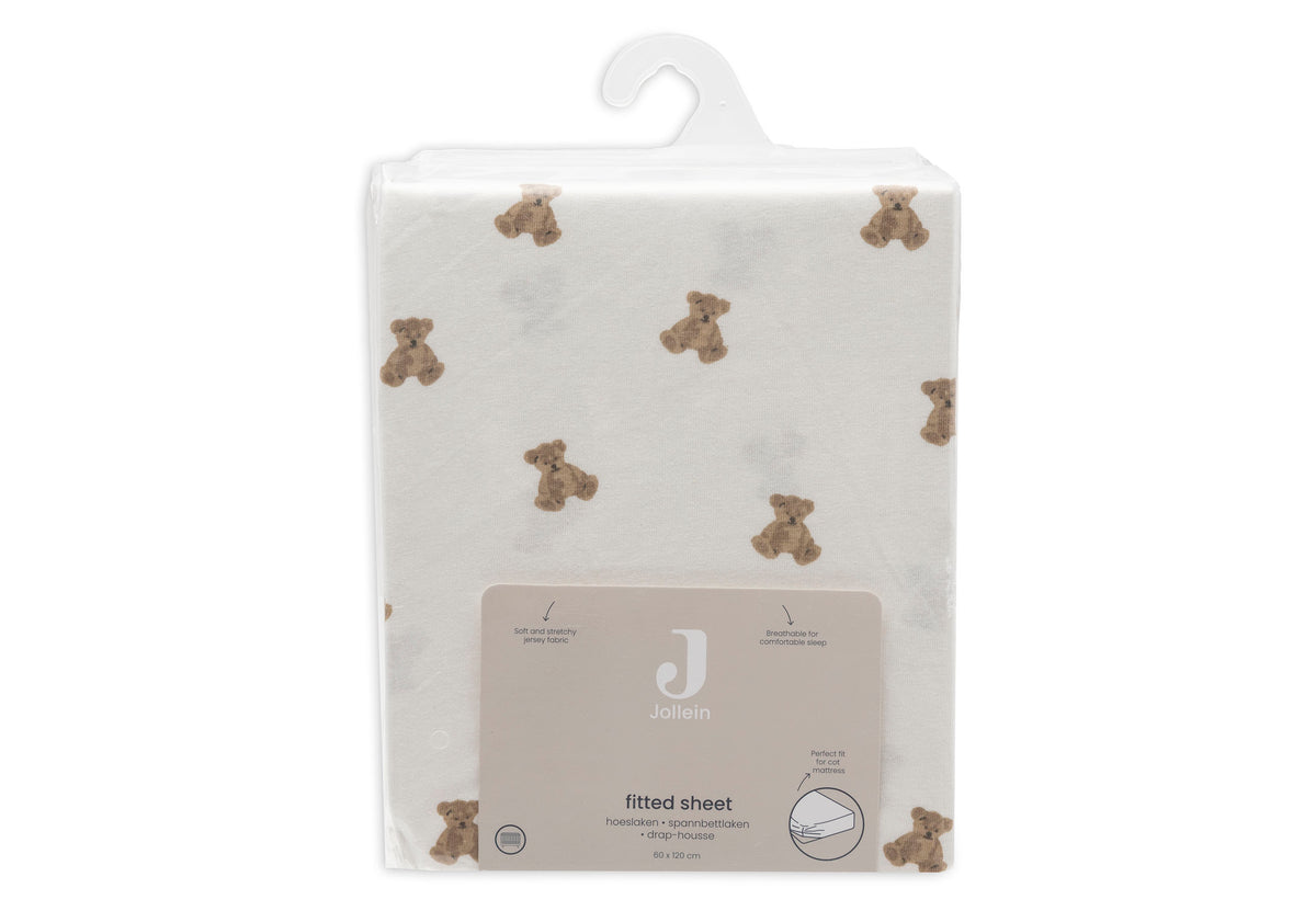 Drap-housse Jersey 60x120cm Jollein - Mini Teddy Bear - détail