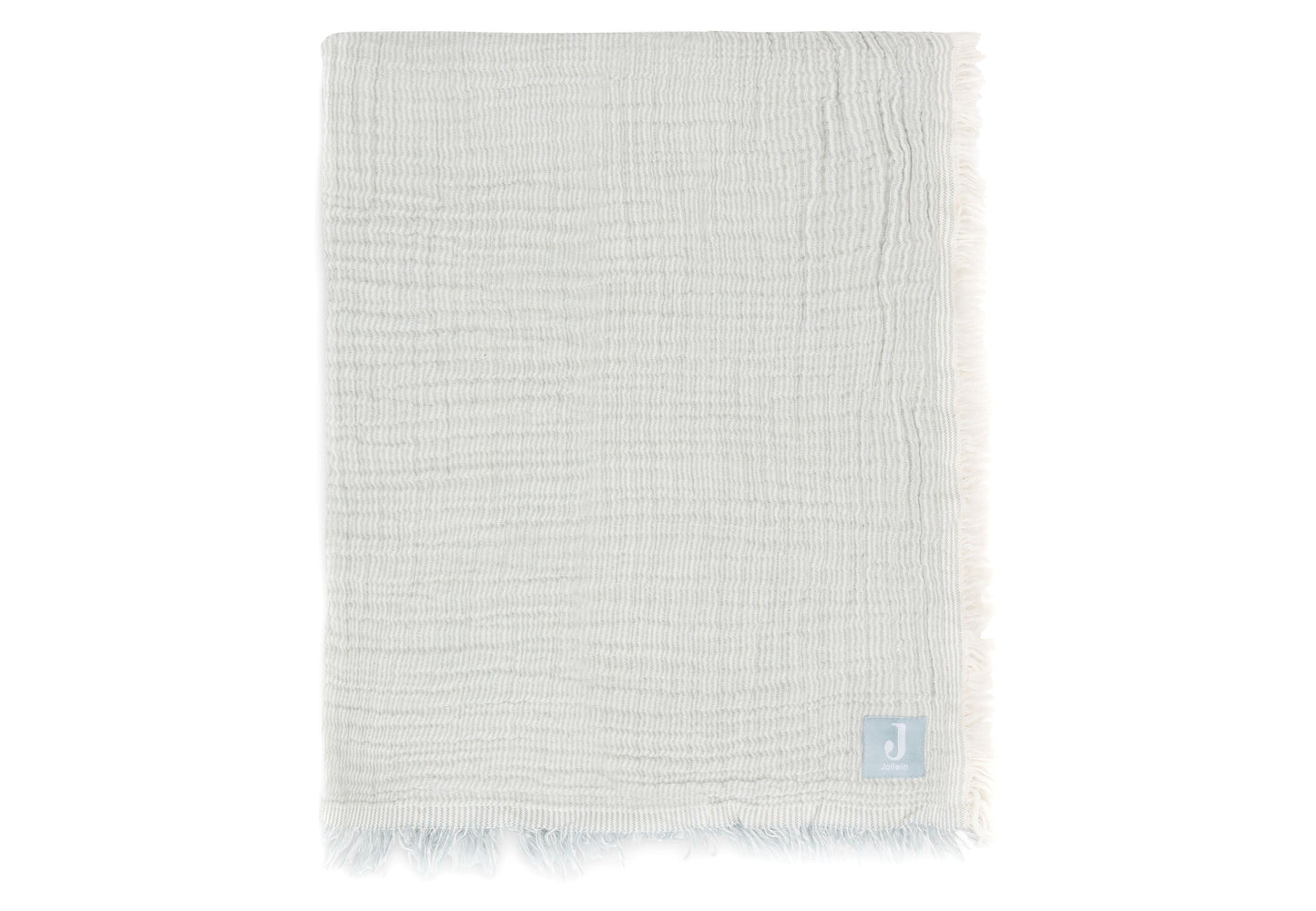 Couverture Berceau Gaze De Coton 75x100cm Fringe Stripe - Sea Green