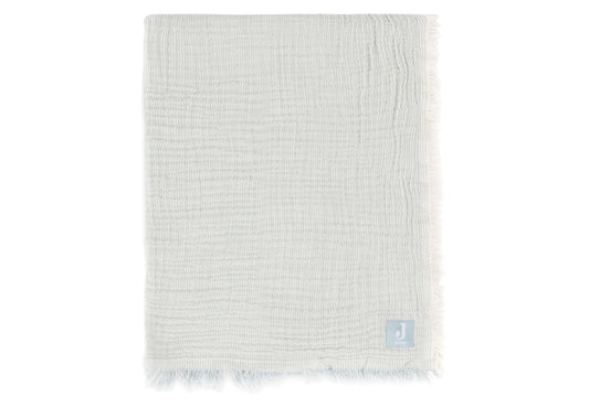 Couverture Berceau Gaze De Coton 75x100cm Fringe Stripe - Sea Green