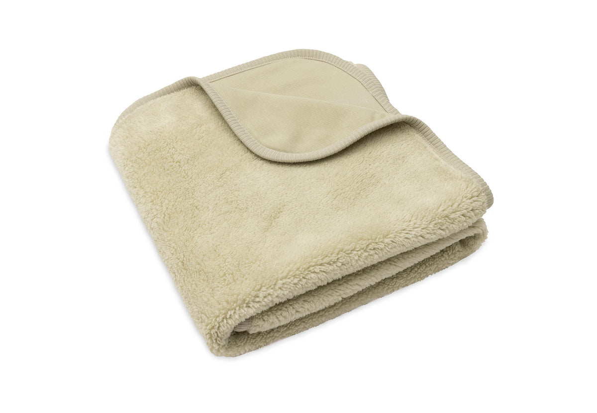 Couverture Basic Sherpa/Jersey Jollein - Soft Matcha - détail