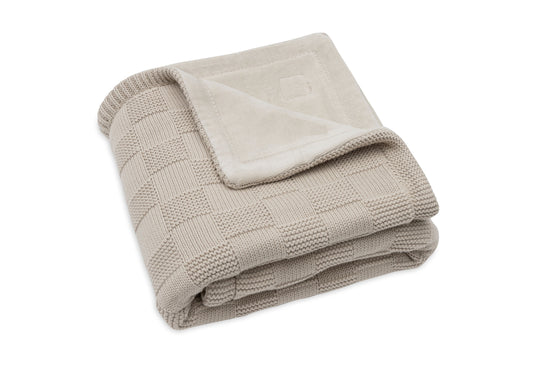 Couverture Berceau 75x100cm Box Knit Warm Sand/Velvet GOTS
