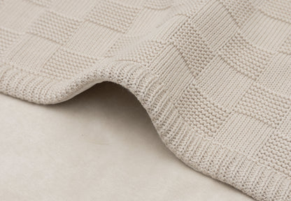 Couverture Berceau 75x100cm Box Knit Warm Sand/Velvet GOTS