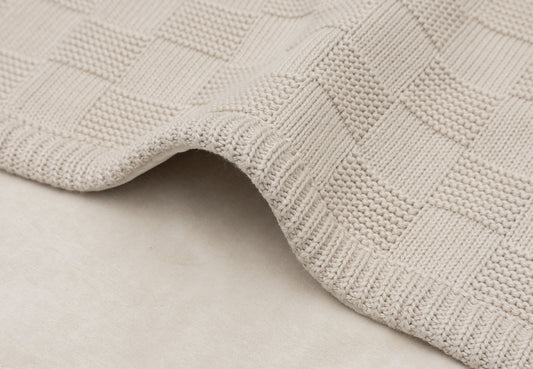 Couverture Berceau 75x100cm Box Knit Warm Sand/Velvet GOTS