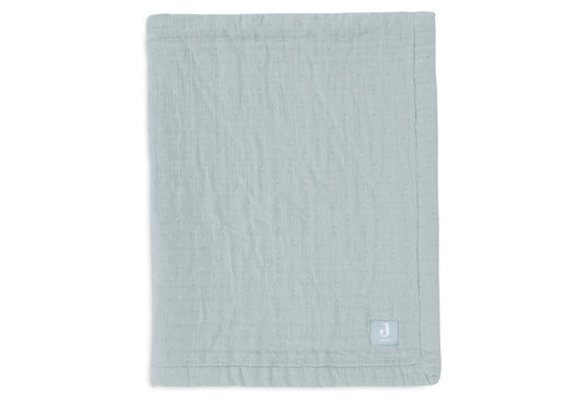Couverture Berceau Gaze De Coton 75x100cm Jacquard - Sea Green - GOTS