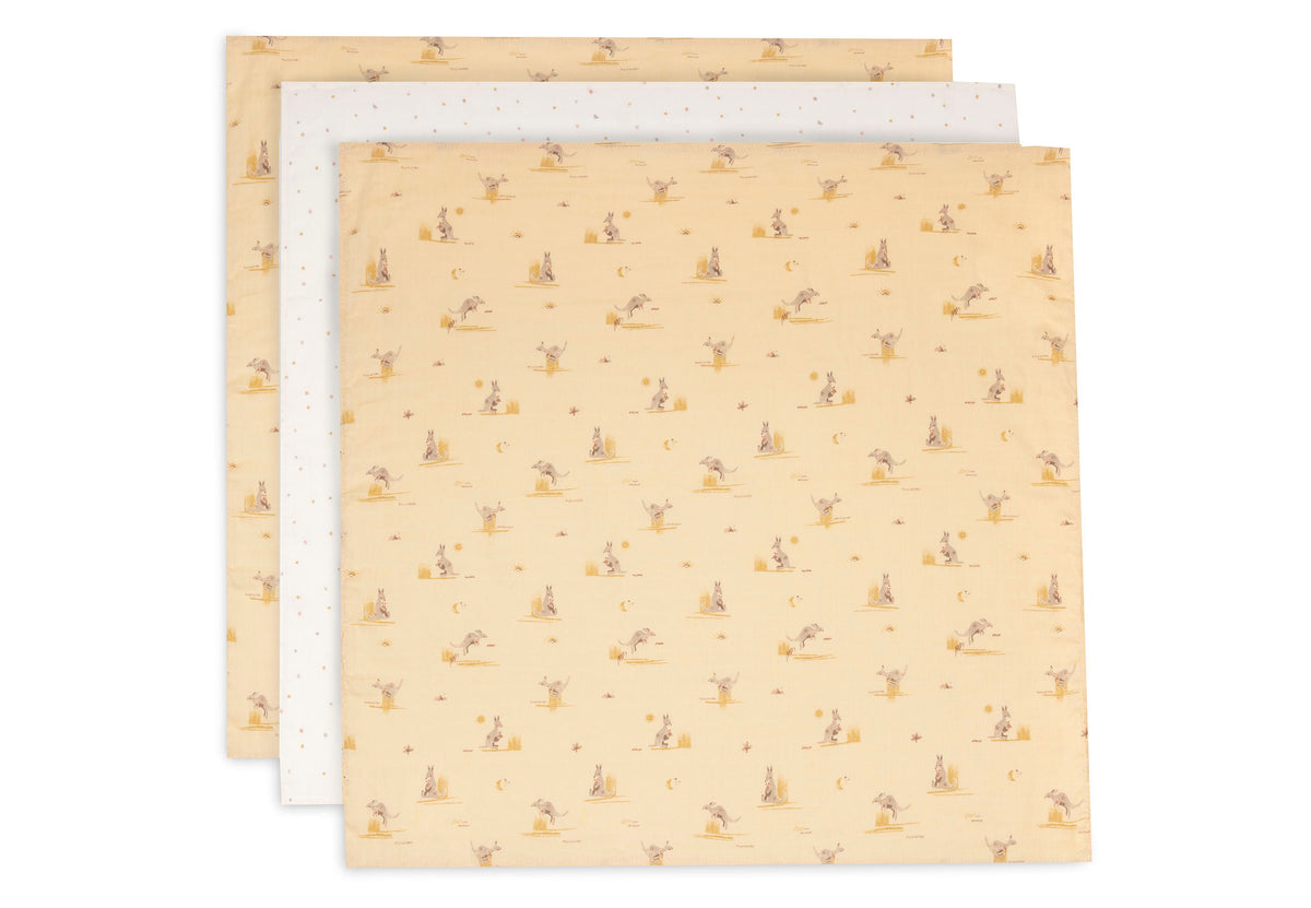 Lange Gaze de Coton Small 70x70cm Jollein - Kangaroots - 3 Unités