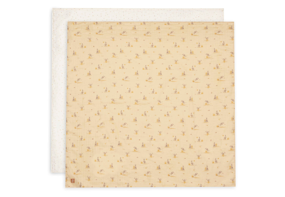 Lange Gaze de Coton Large 115x115cm Jollein - Kangaroots - 2 Unités
