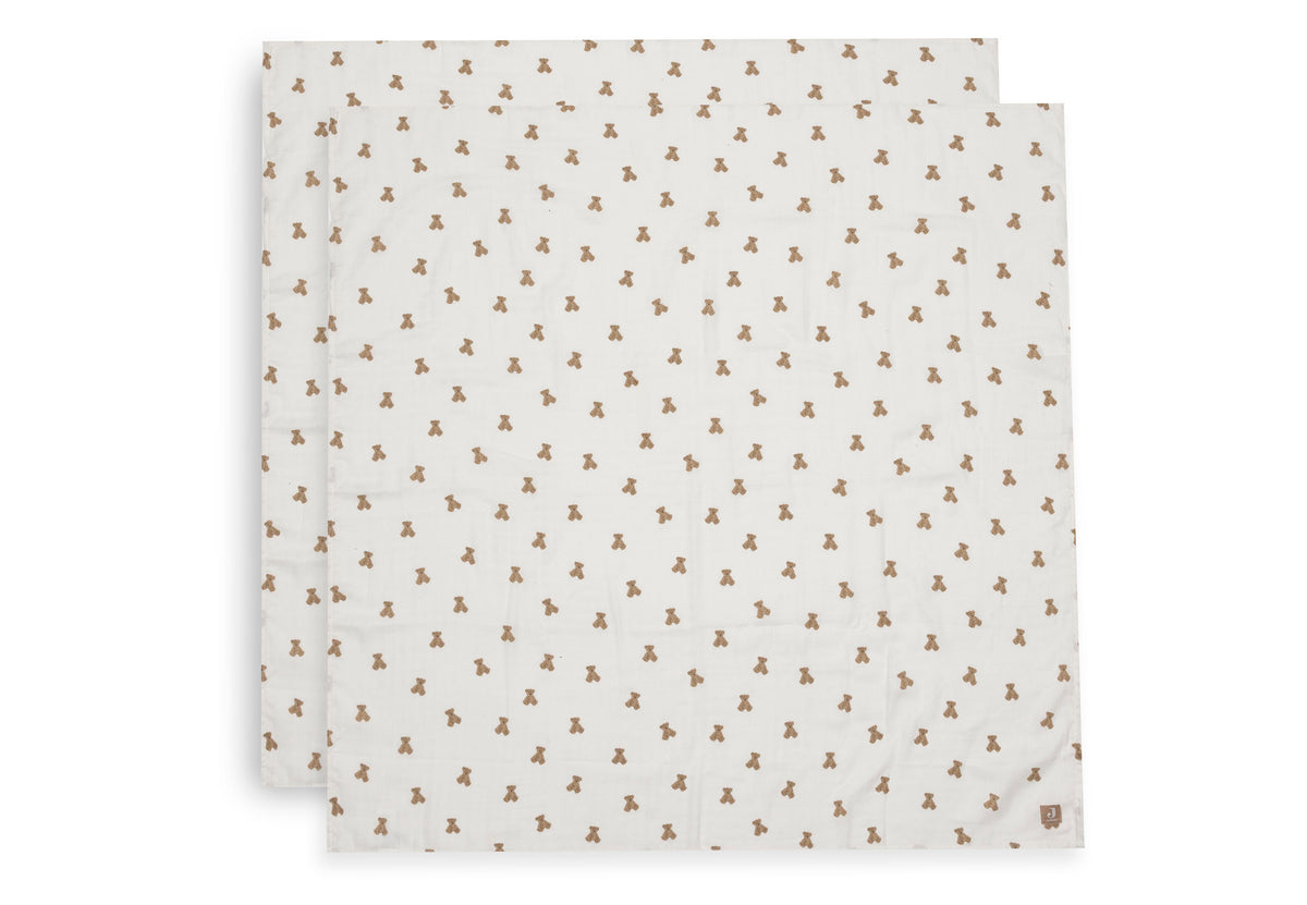 Lange gaze de Coton Large 115x115cm Jollein - Mini Teddy Bear - 2 Unités - détail