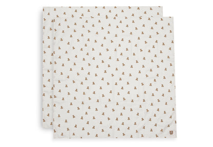 Lange gaze de Coton Large 115x115cm Jollein - Mini Teddy Bear - 2 Unités - détail