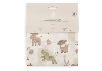 Serviette gaze de Coton 31x31cm Jollein - Barn Buddies - 3 Unités - détail