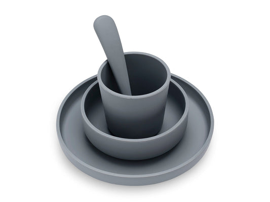 Set de table bébé Silicone - Storm Grey - 4 Unités