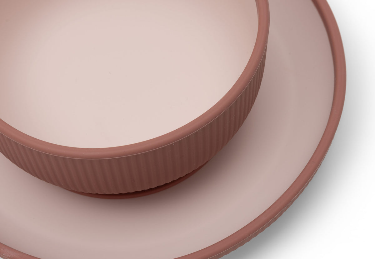 Set repas bébé en silicone 4 pièces Jollein - Blush Shades - détail