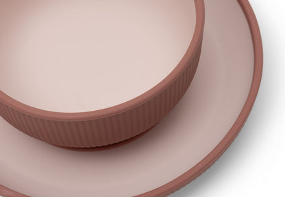 Set repas bébé en silicone 4 pièces Jollein - Blush Shades - détail