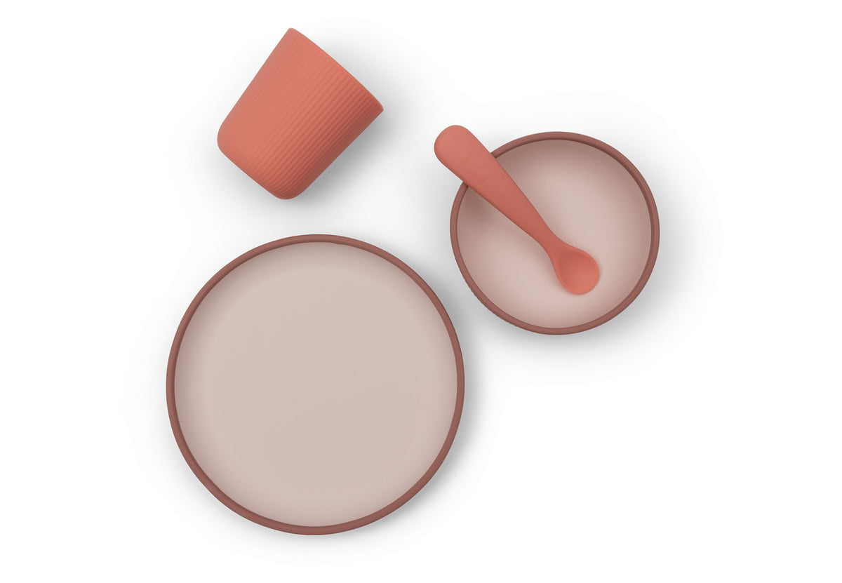 Set repas bébé en silicone 4 pièces Jollein - Blush Shades - détail