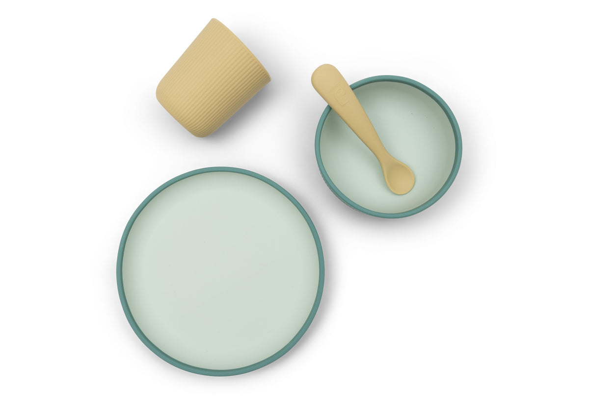 Set repas bébé en silicone 4 pièces Jollein - Jade Shades - détail