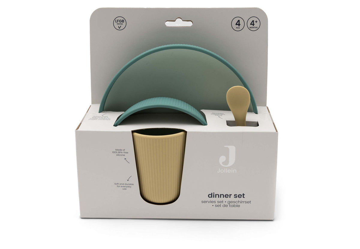 Set repas bébé en silicone 4 pièces Jollein - Jade Shades - détail