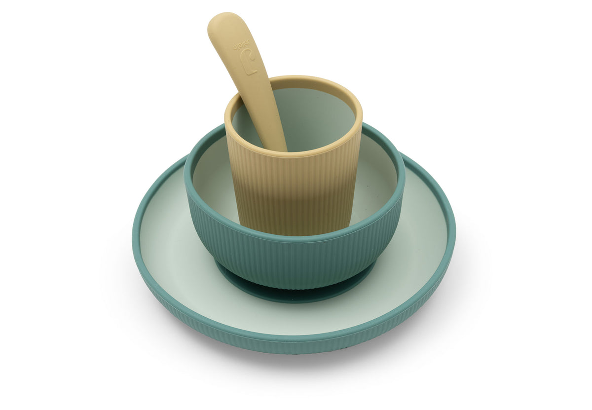 Set repas bébé en silicone 4 pièces Jollein - Jade Shades