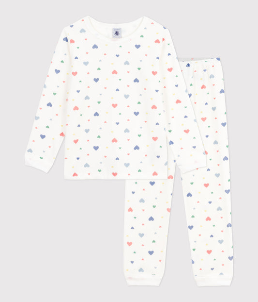 Pyjama mixte en velours PETIT BATEAU cœurs