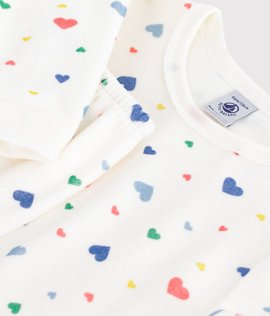 Pyjama mixte en velours PETIT BATEAU cœurs