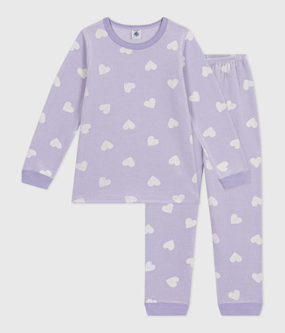 Pyjama fille en velours PETIT BATEAU cœurs