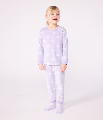 Pyjama fille en velours PETIT BATEAU cœurs