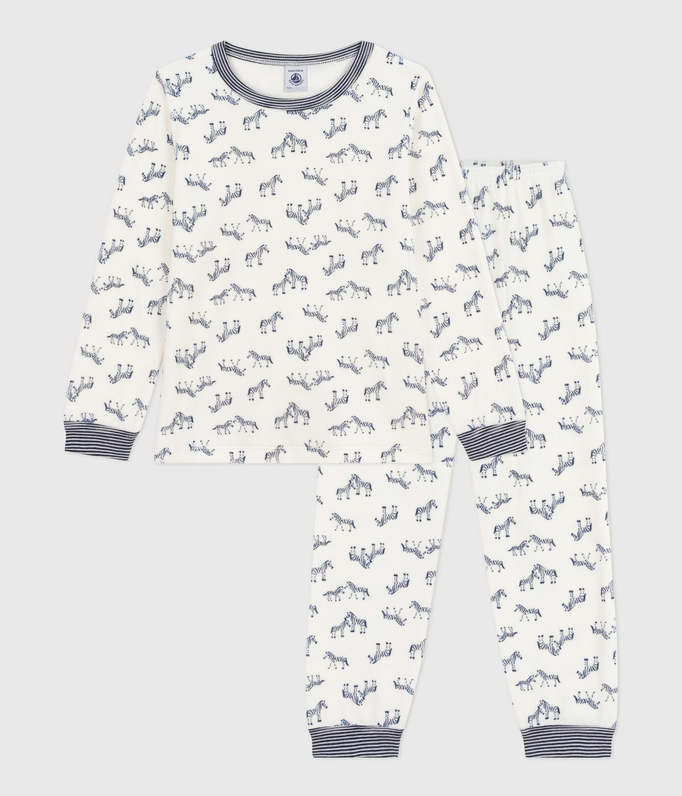 Pyjama garçon en velours PETIT BATEAU zèbres