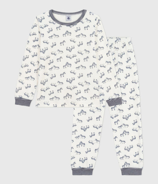 Pyjama garçon en velours PETIT BATEAU zèbres