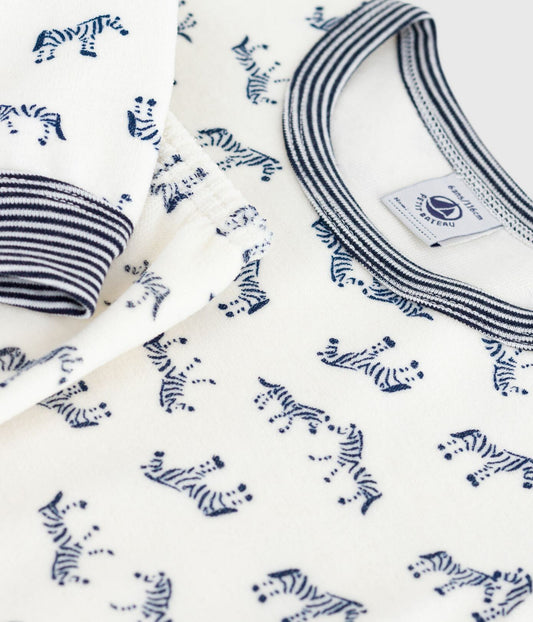 Pyjama garçon en velours PETIT BATEAU zèbres