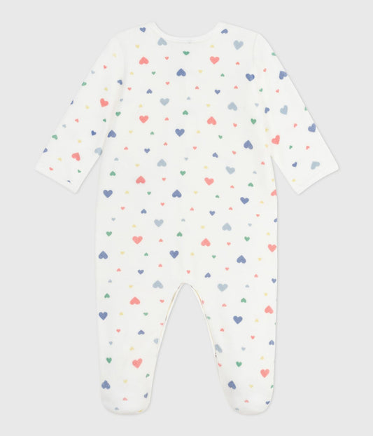 Dors-bien fille en velours PETIT BATEAU cœurs