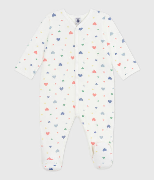 Dors-bien fille en velours PETIT BATEAU cœurs