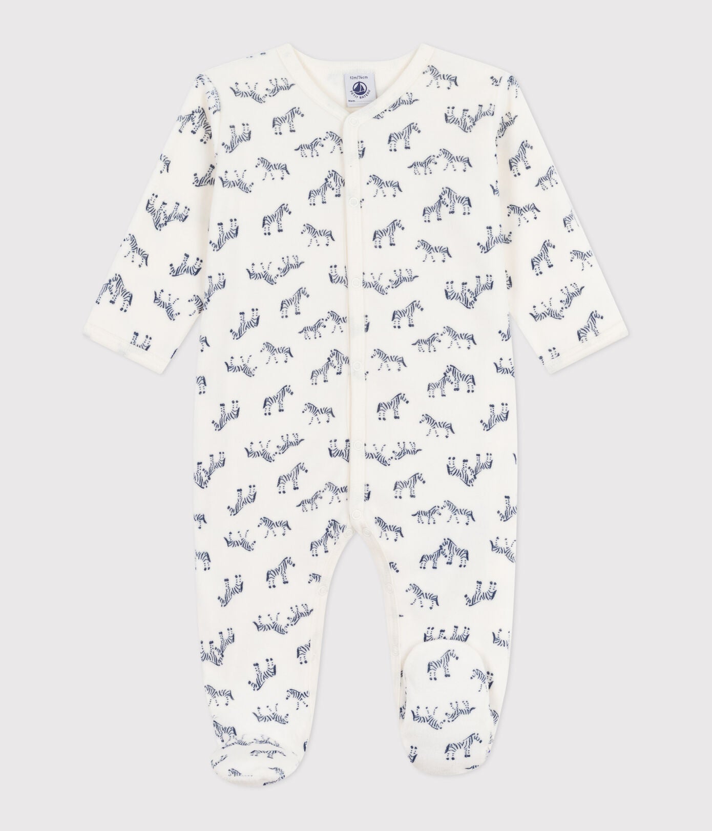 Dors-bien mixte en velours PETIT BATEAU zèbres