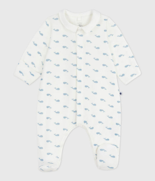 Dors-bien mixte en velours à col PETIT BATEAU baleines