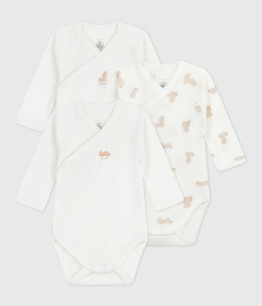 Lot de 3 bodies croisés manches longues mixte PETIT BATEAU
