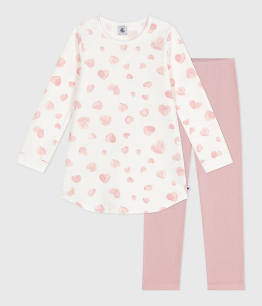 Chemise de nuit fille en molleton PETIT BATEAU cœurs