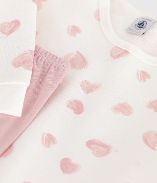 Chemise de nuit fille en molleton PETIT BATEAU cœurs