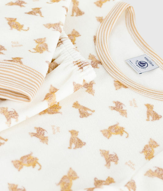 Pyjama mixte en velours PETIT BATEAU léopards