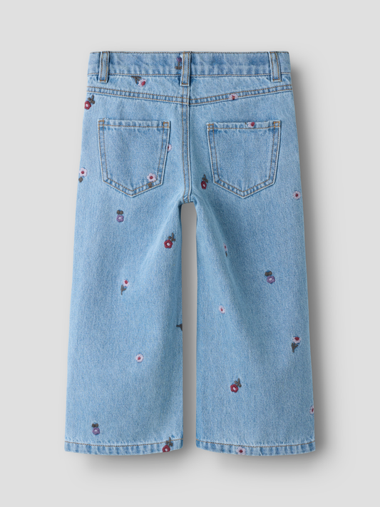 Jean wide brodé fille enfant Name It Mini - Rose