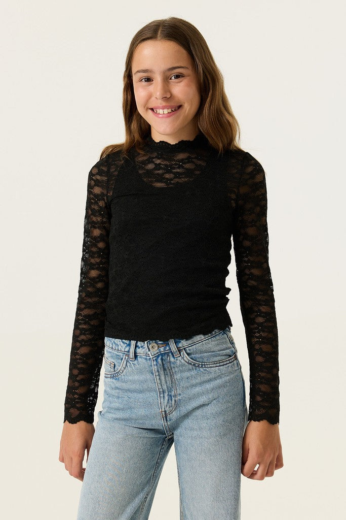 T-shirt manches longues fille en dentelle Garcia