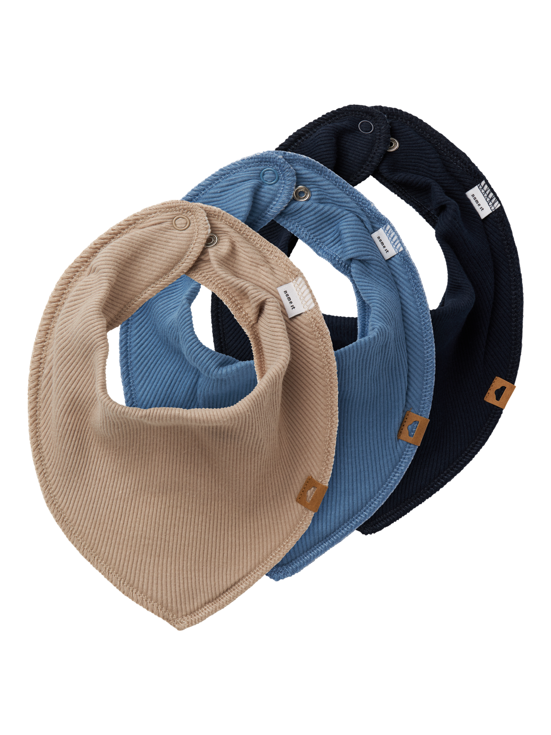 Lot de 3 bavoirs à écharpe bébé Name It Baby - Yvetti Bleu saphir